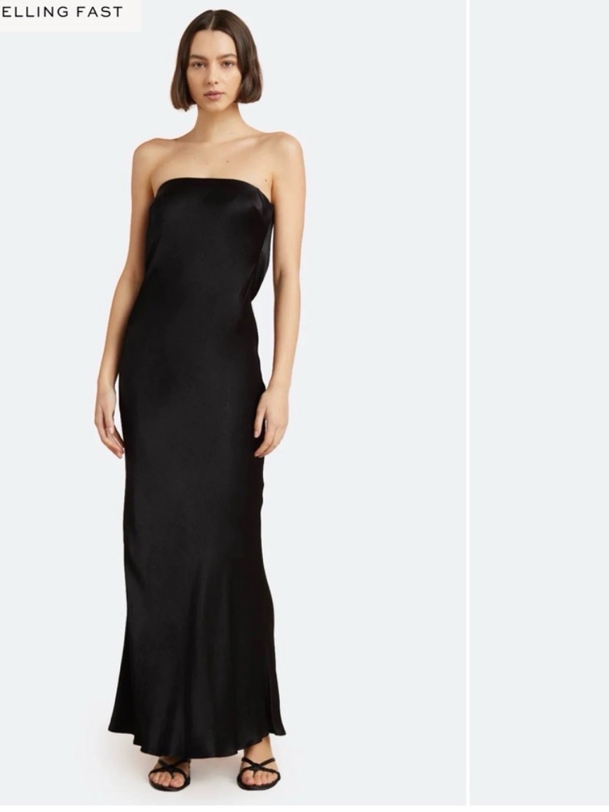 Bec + Bridge Strapless Moondance Black Satin Evening Dress